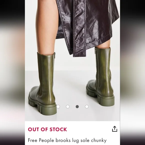 new!FREE PEOPLE olive green soft leather combat boot lug sole zipper elastic lux - Picture 4 of 17